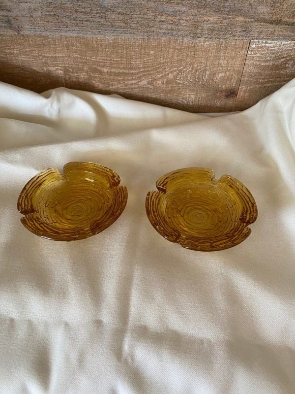 Vintage amber glass ashtrays set