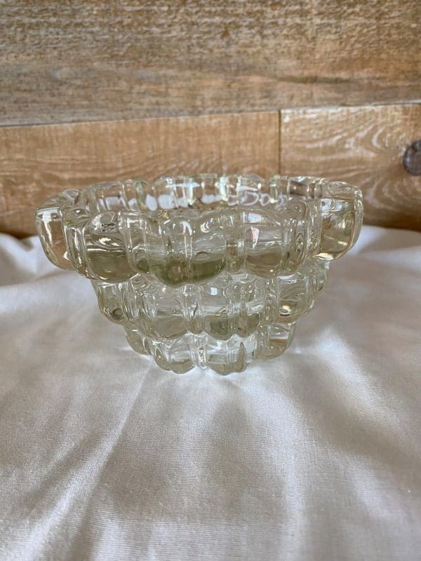 Vintage glass ashtrays set of three flower shaped stacked