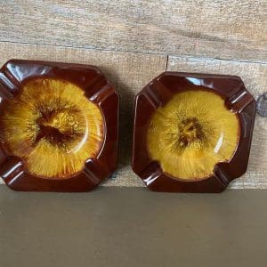 Blue Mountain Pottery ashtrays Harvest Gold set BMP