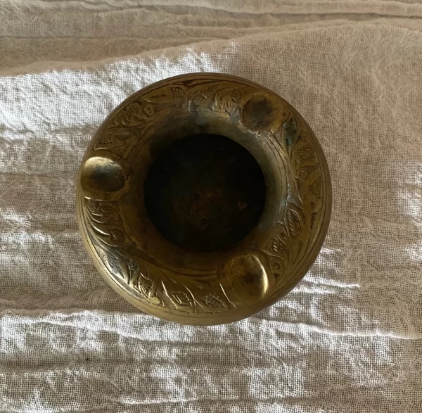 Brass ashtray vintage top view