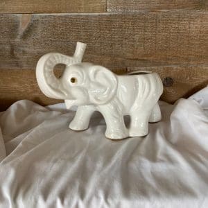 Vintage ceramic elephant planter white