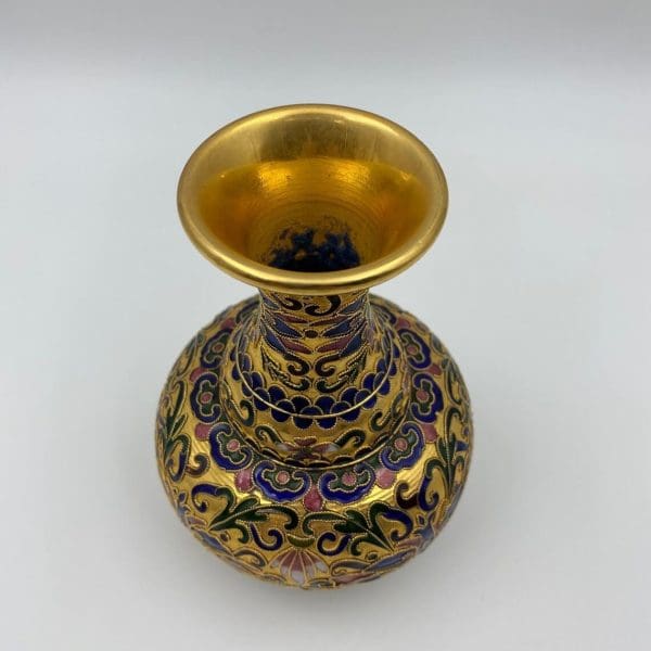 Vintage Cloisonne Enamel Vase top