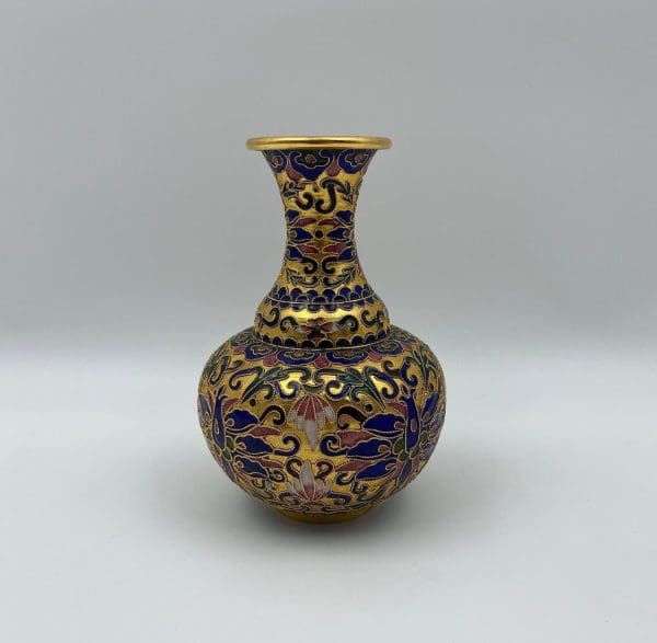 Vintage Cloisonne Enamel Vase front turned