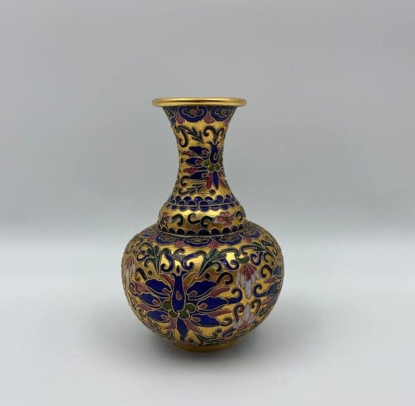 Vintage Cloisonne Enamel Vase front turned again