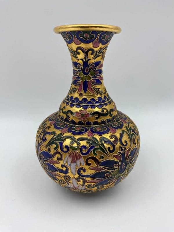 Vintage Cloisonne Enamel Vase beautiful colors