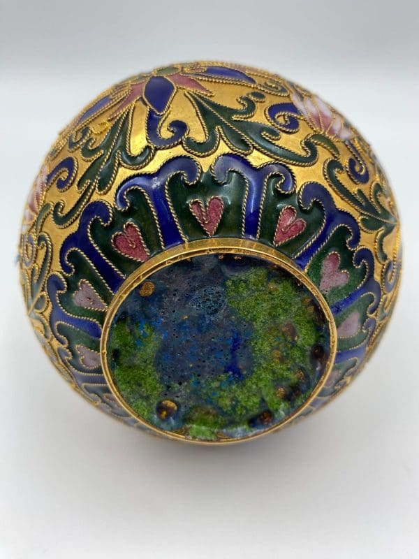 Vintage Cloisonne Enamel Vase raised detail