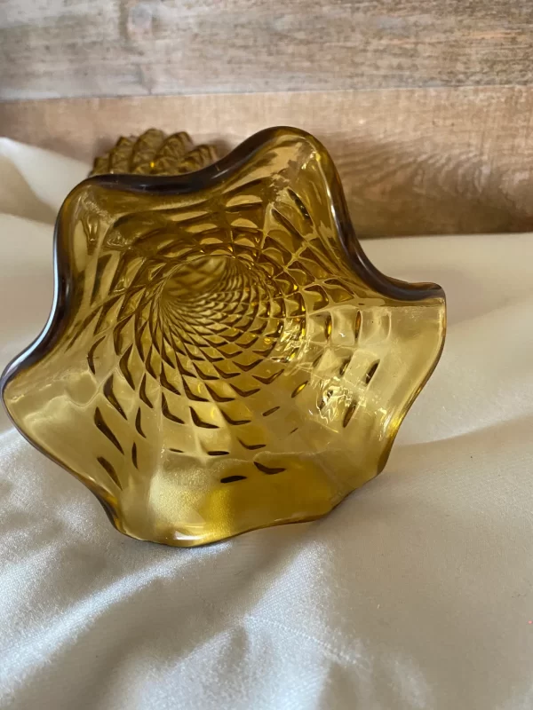 vintage amber glass vase top