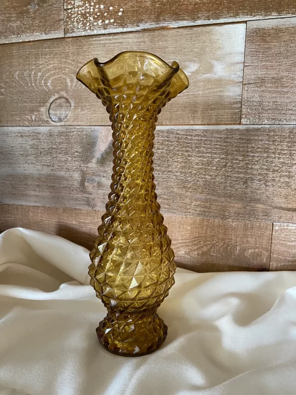 vintage amber glass vase tall standing