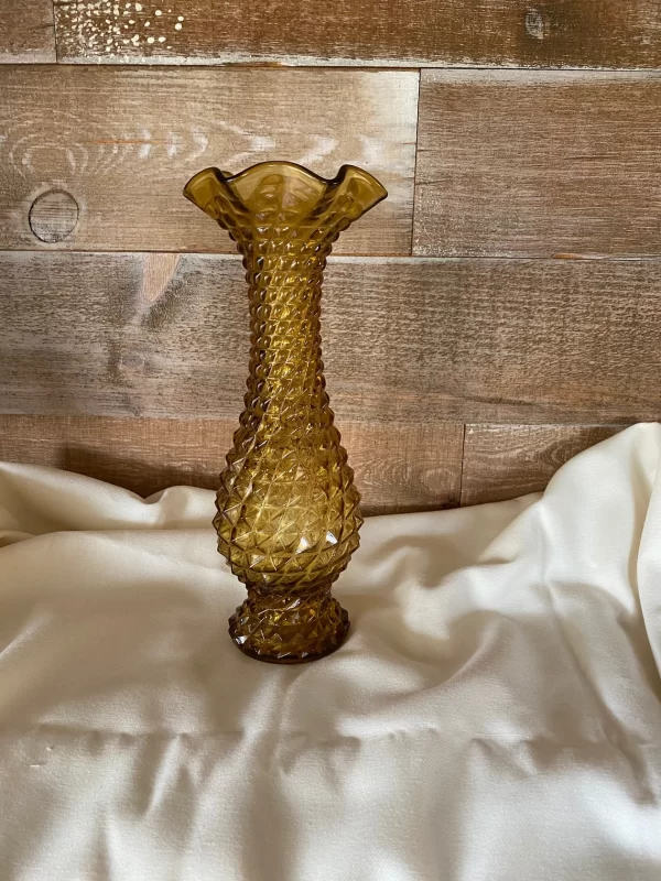 vintage amber glass vase front