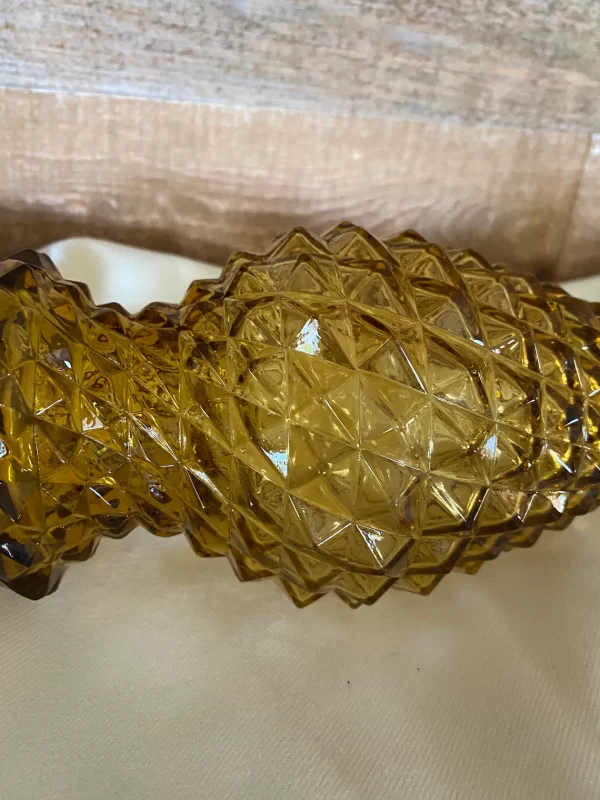 vintage amber glass vase large hobnail