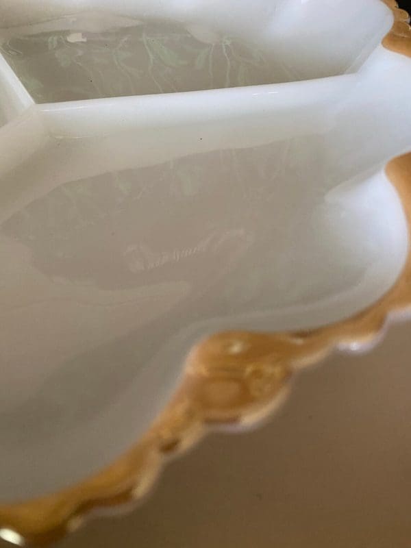 anchor hocking milk glass gold trim edge