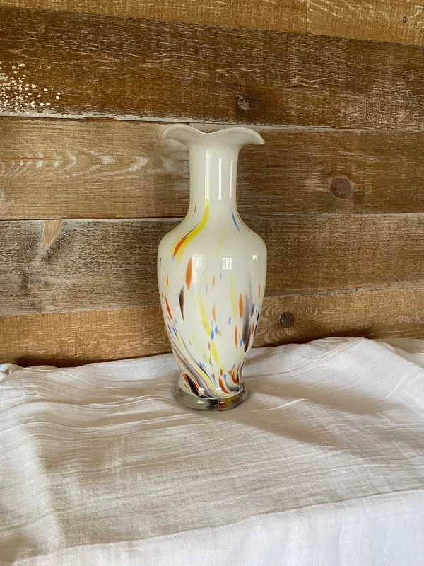 Hand blown art glass vase front