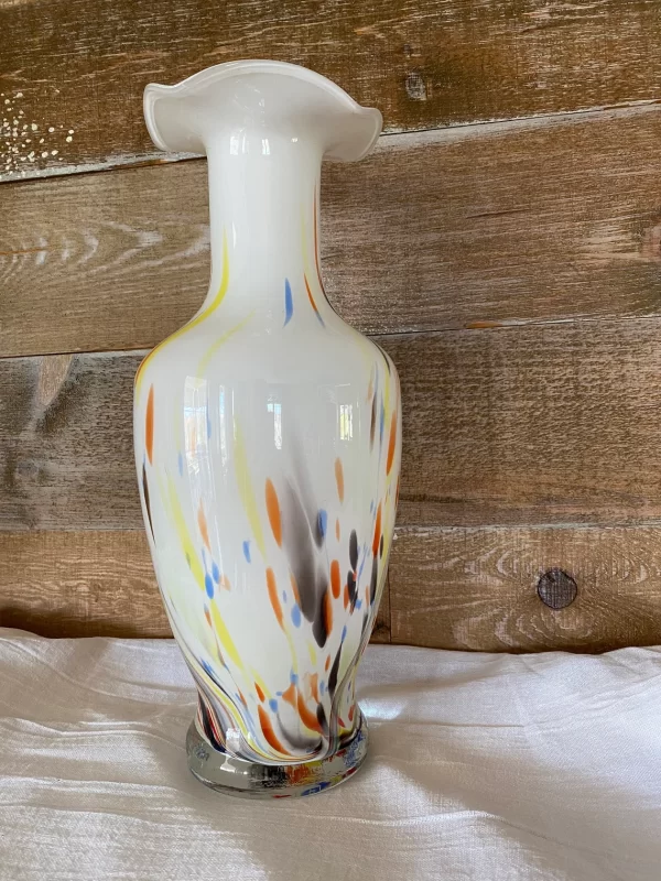 Hand blown art glass vase side