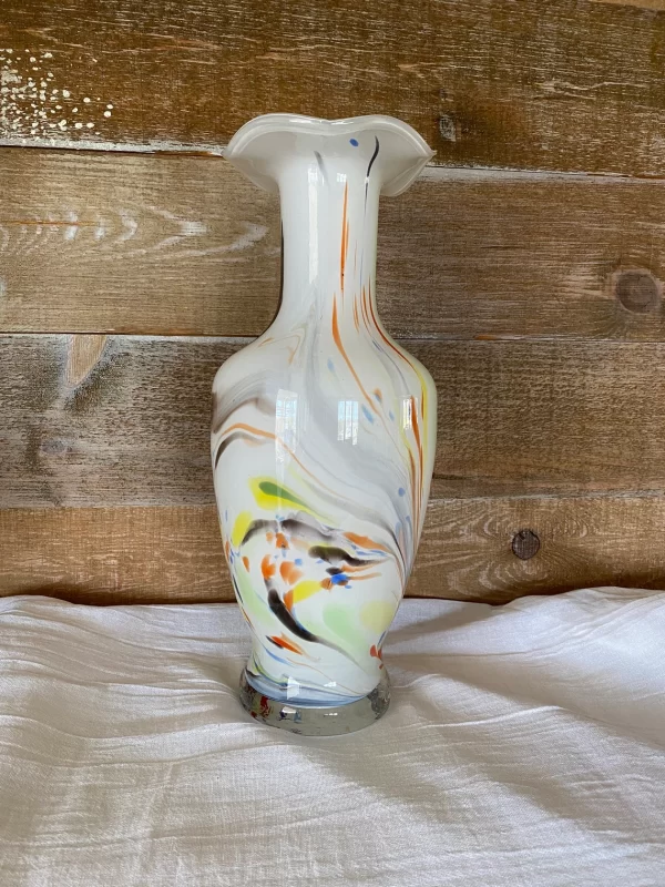 Hand blown art glass vase multi color