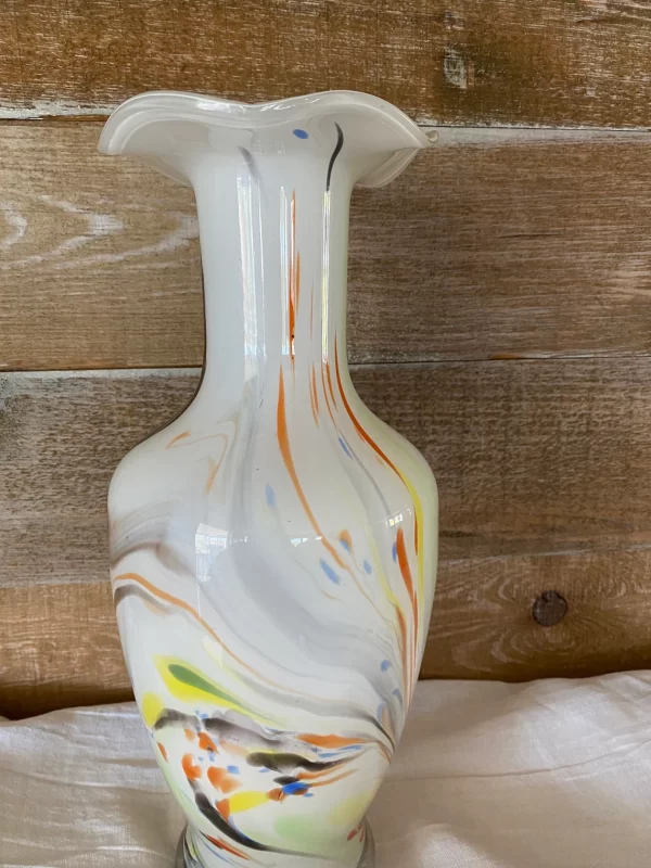 Hand blown art glass vase neck and shoulder