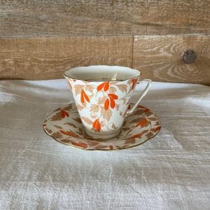 Art Deco tea cup tribute Royal Grafton Ashley Orange Flowers