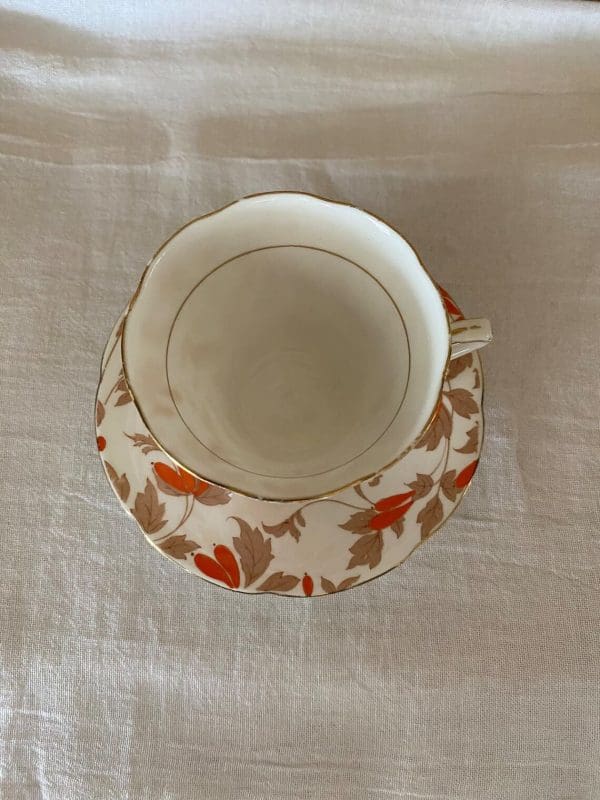 Art Deco tea cup tribute Royal Grafton Ashley Orange Flowers top view