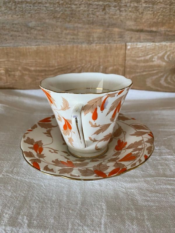 Art Deco tea cup tribute Royal Grafton Ashley Orange Flowers close up