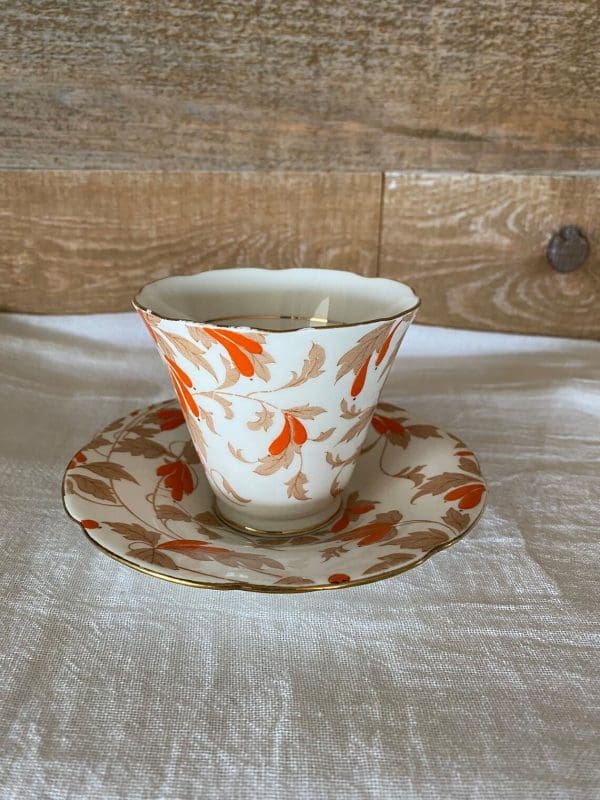 Art Deco tea cup Orange Flowers main view