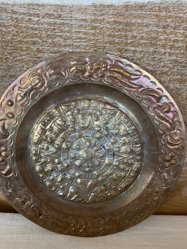 Copper Aztec Calendar Plate top view