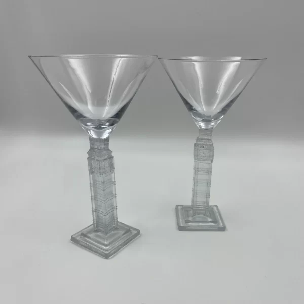 vintage martini glasses pair clock stems unique