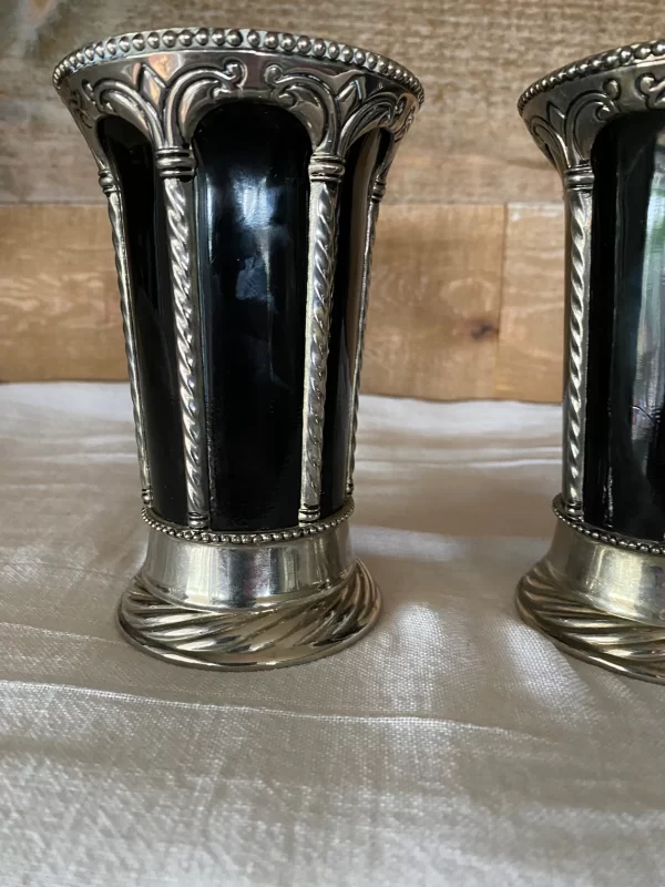 vintage black amethyst glass vase single close