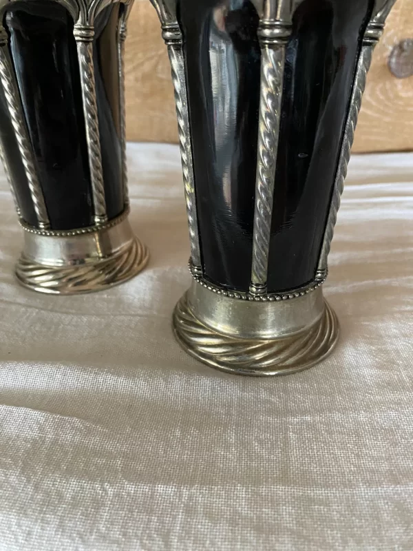 vintage black amethyst glass vase base detail