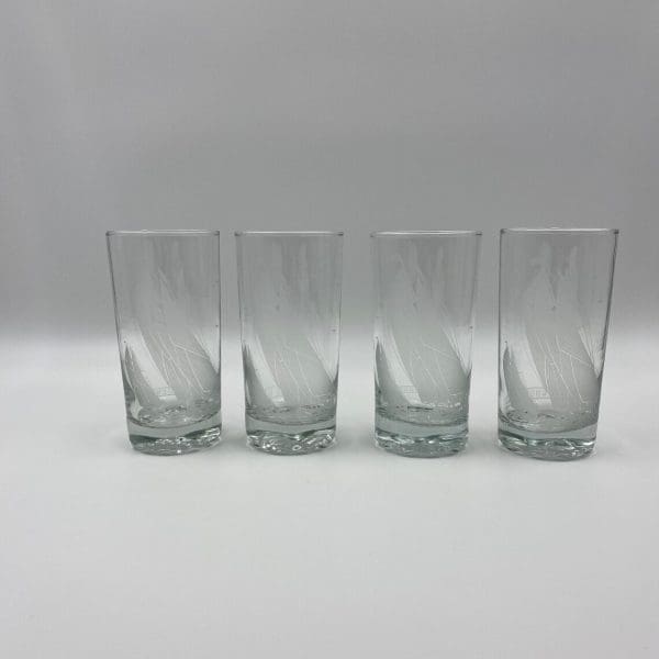 nautical drinking glasses set of four with acid etched ship