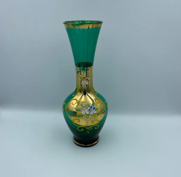 Bohemian glass vase green front