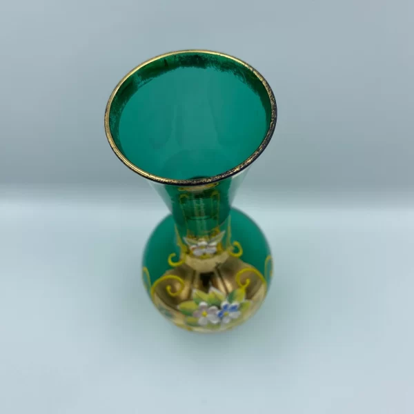 Bohemian glass vase green top