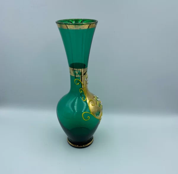 Bohemian glass vase green side