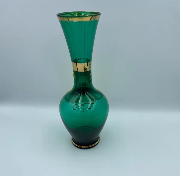 Bohemian glass vase green back