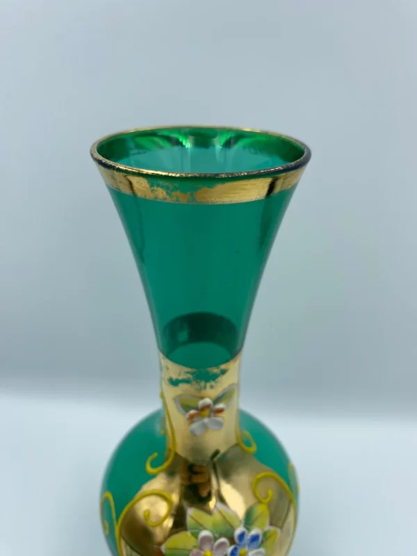 Bohemian glass vase green top