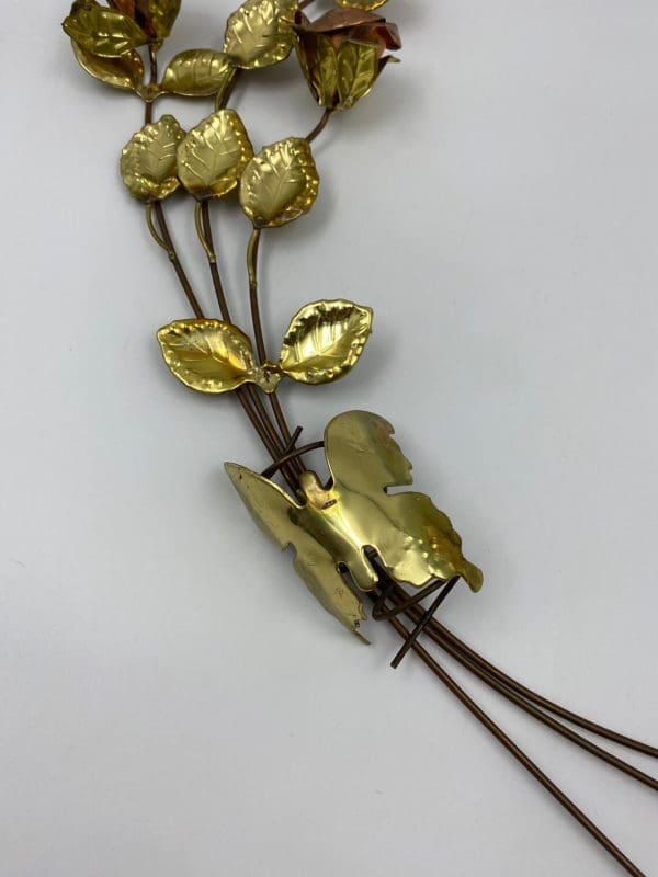 vintage brass wall decor butterfly on rose stems