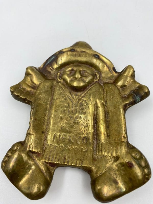 vintage brass ashtray unique Mexico man shaped