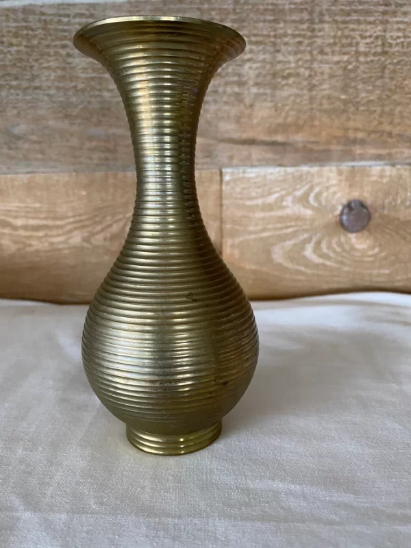 brass flower vase close up