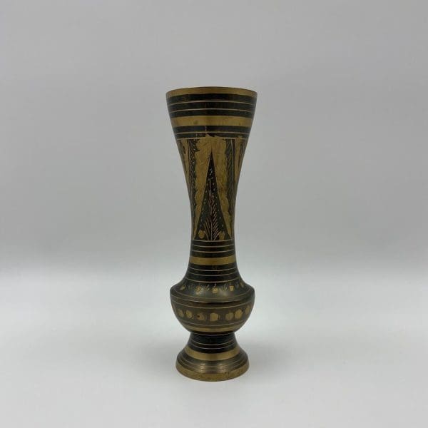 black and brass vase front