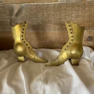 Victorian brass shoe vases fronts