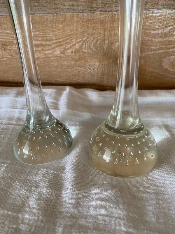 vintage clear glass bud vases bases