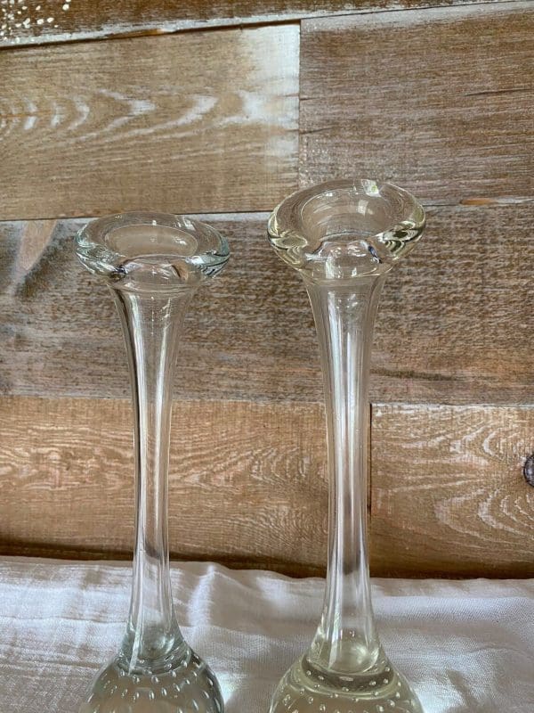 vintage clear glass bud vases tops