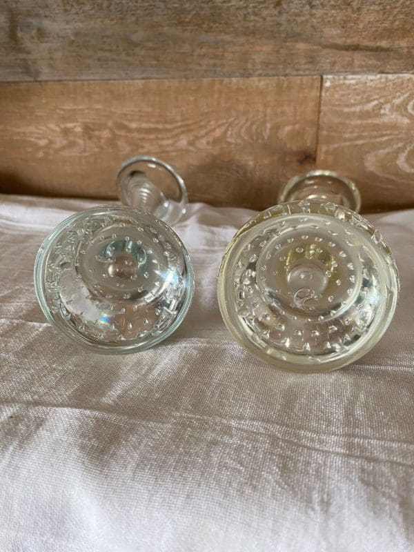 vintage clear glass bud vases bottoms