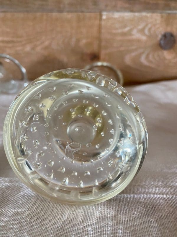 vintage clear glass bud vases close bottom