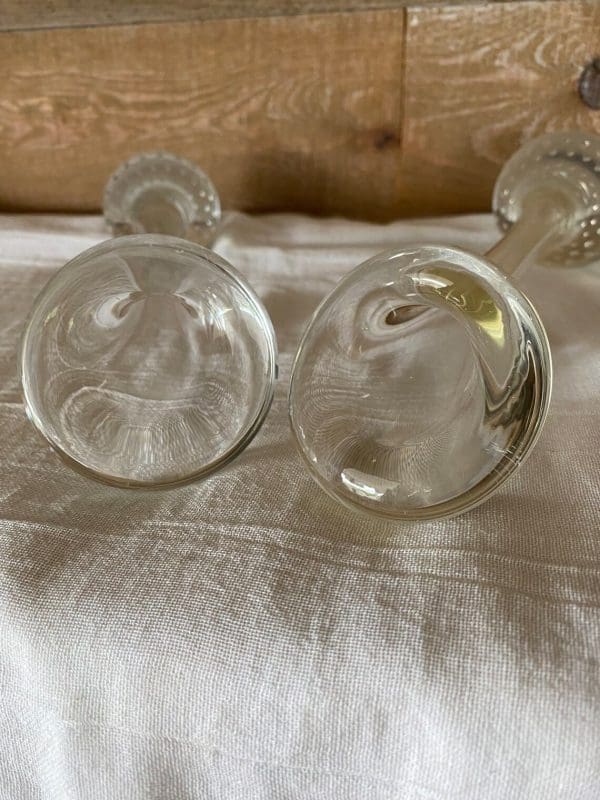 vintage clear glass bud vases close tops