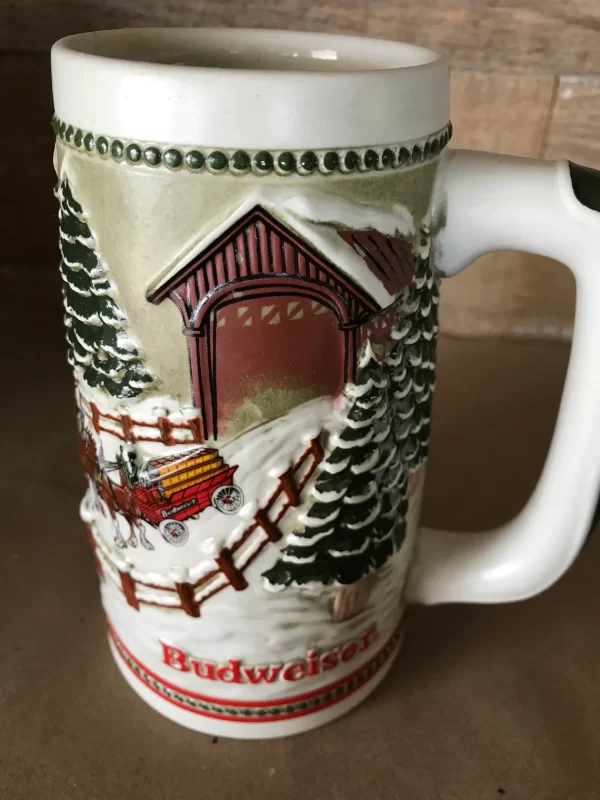 1984 Budweiser holiday stein red wagon