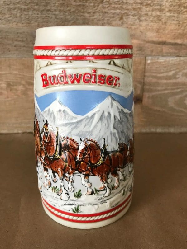 1985 Budweiser holiday stein front