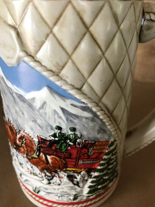 1985 Budweiser holiday stein close