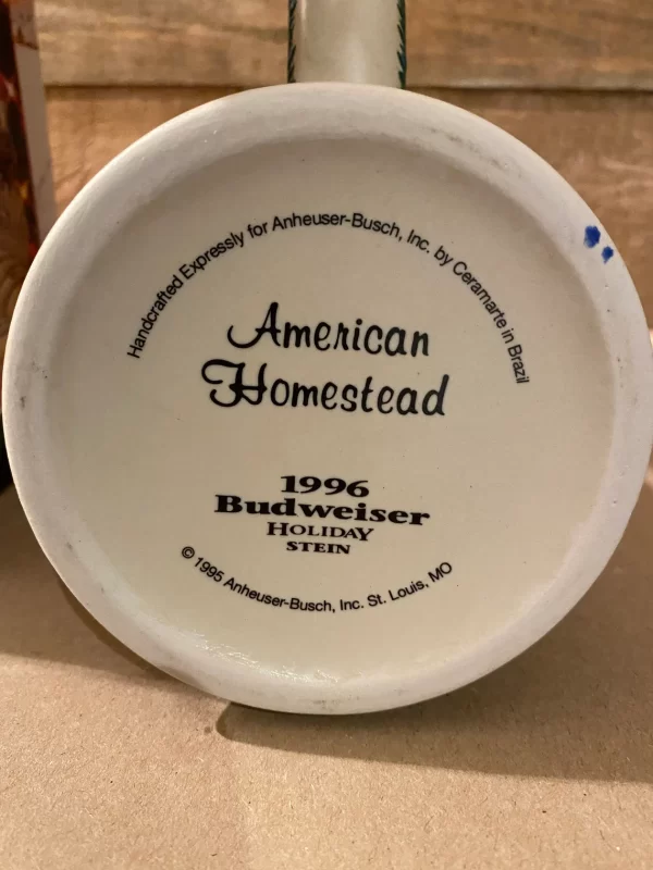 1996 Budweiser holiday stein bottom American Homestead