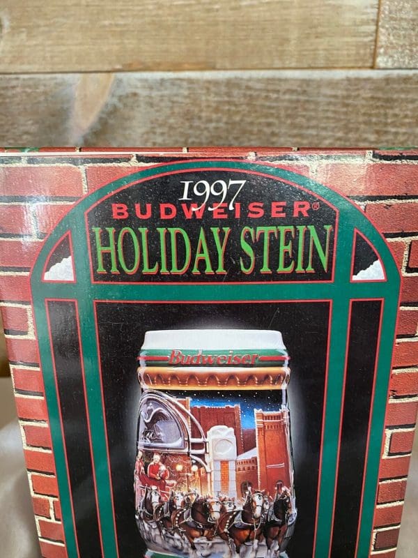 1997 Budweiser holiday stein close box