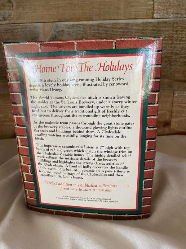 1997 Budweiser holiday stein box back