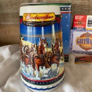 2002 Budweiser holiday stein front